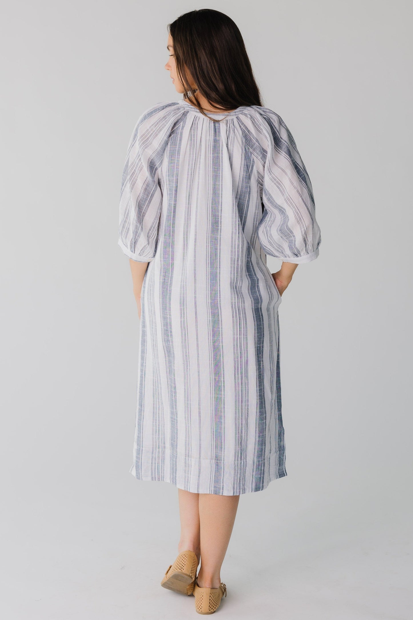 Citrus Seaside Button Down Midi Dress