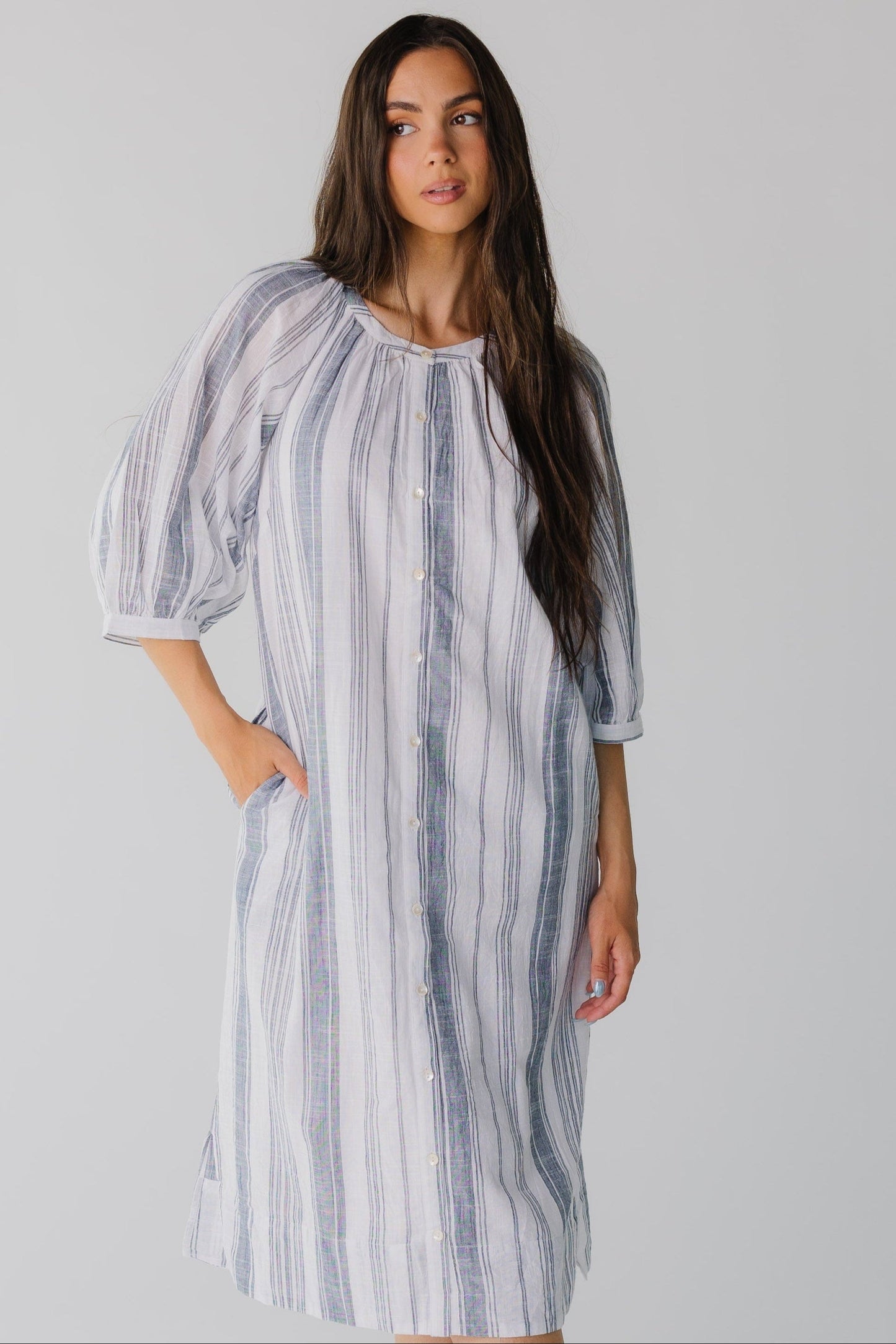 Citrus Seaside Button Down Midi Dress