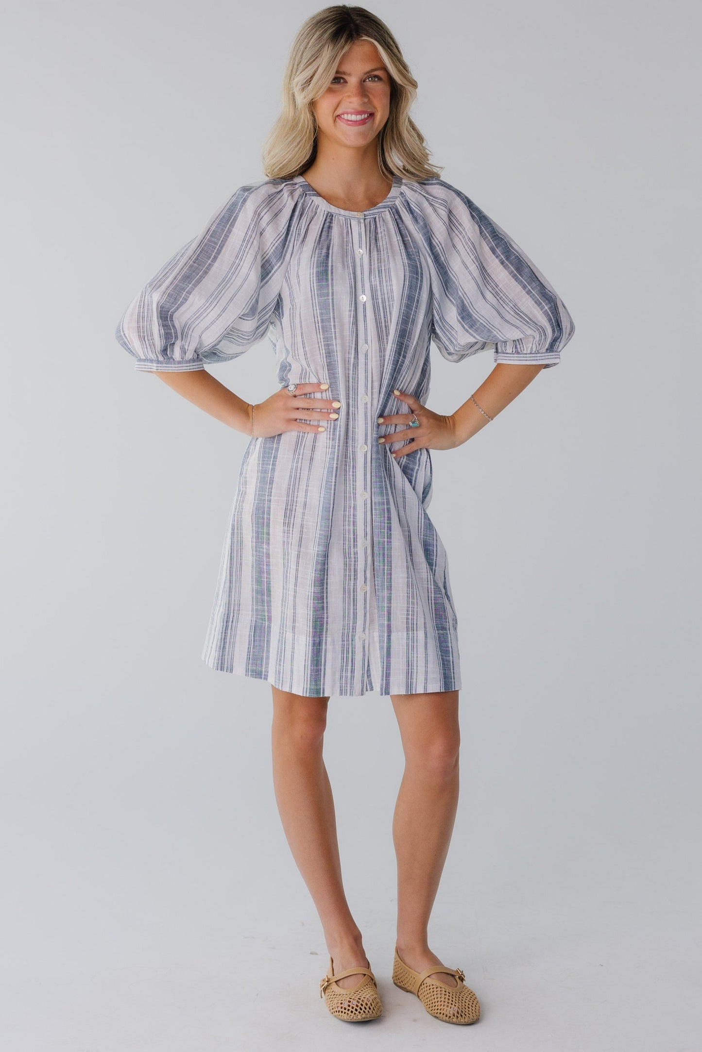 Citrus Seaside Button Down Knee Dress