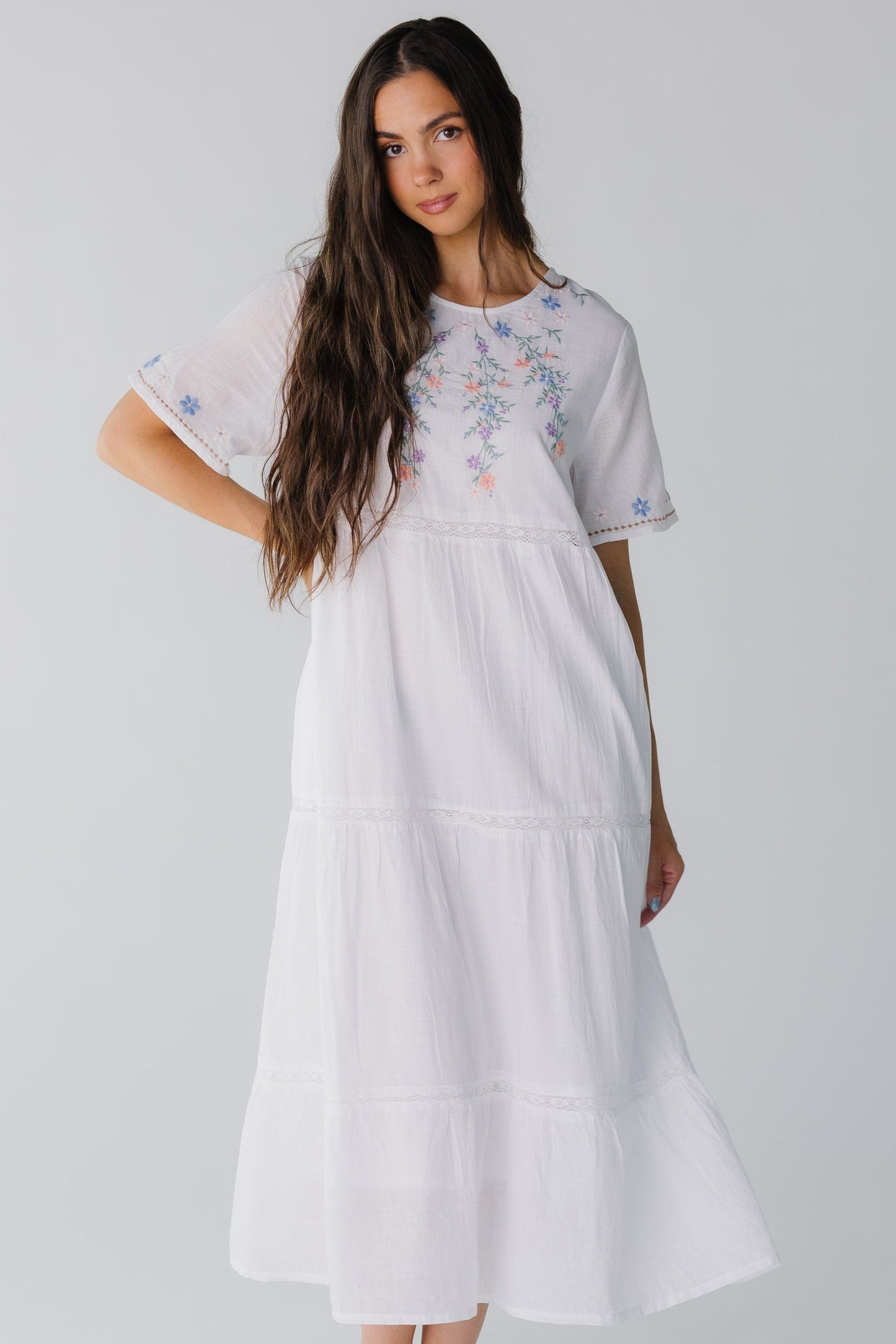 Citrus Spring Tiered Embroidered Dress